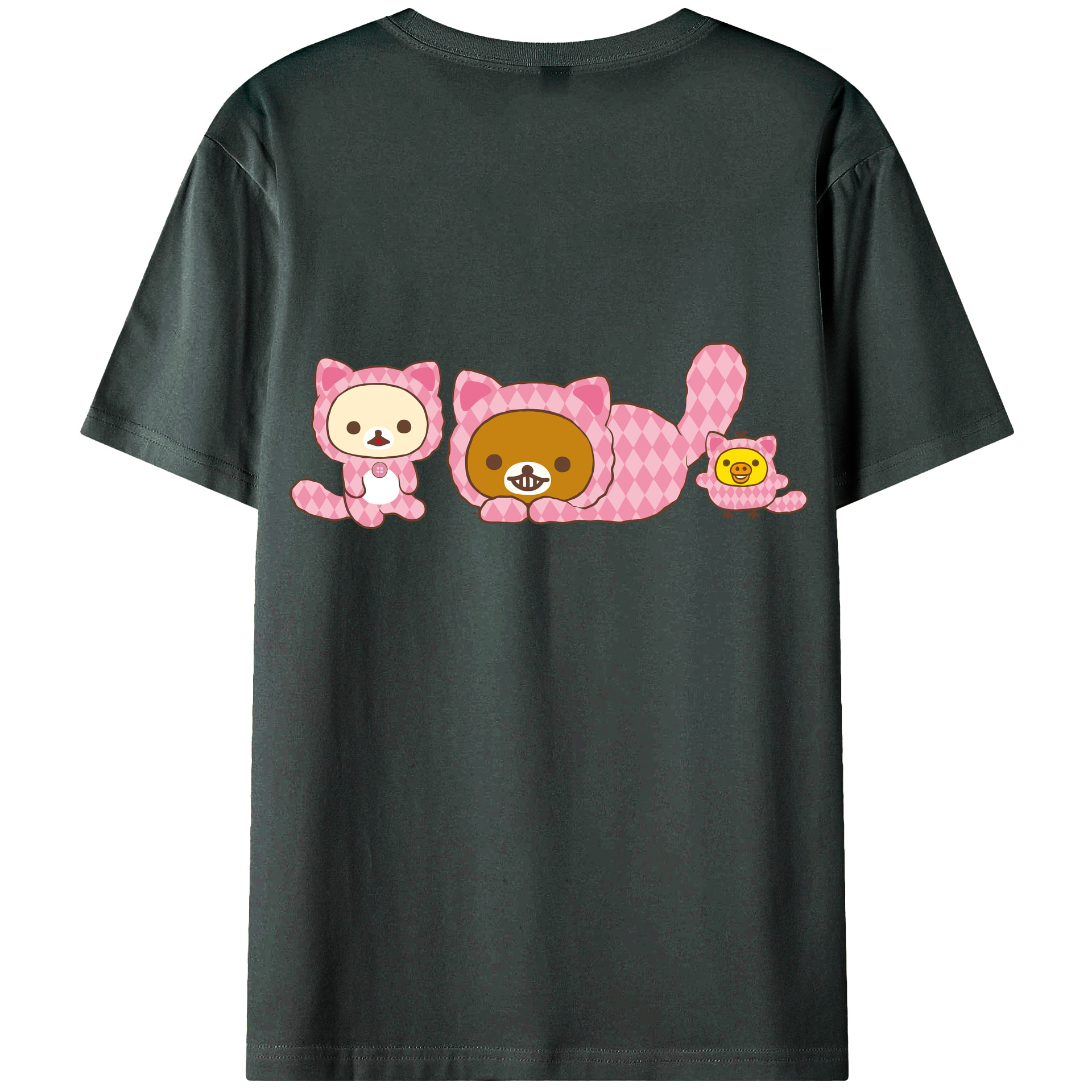 （画像用） リラックマ リラックマ キイロイトリ Rilakkuma Korilakkuma Kiiroitori 綿100％ メンズ半袖Tシャツ（バックプリント） 通気性